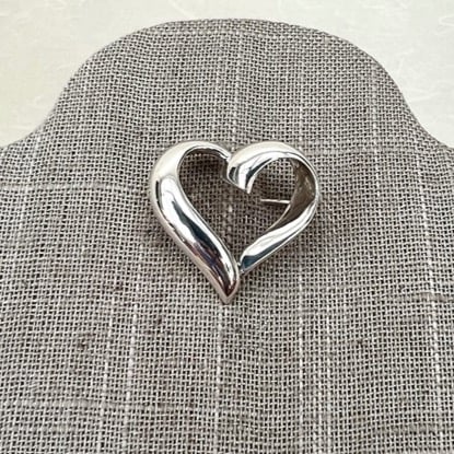 Sterling Silver Open Heart Brooch Pin SP-3312