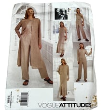 Vogue Attitudes Pattern 1985 Misses' Petite Duster Jacket Dress Top & Pants Sz 1