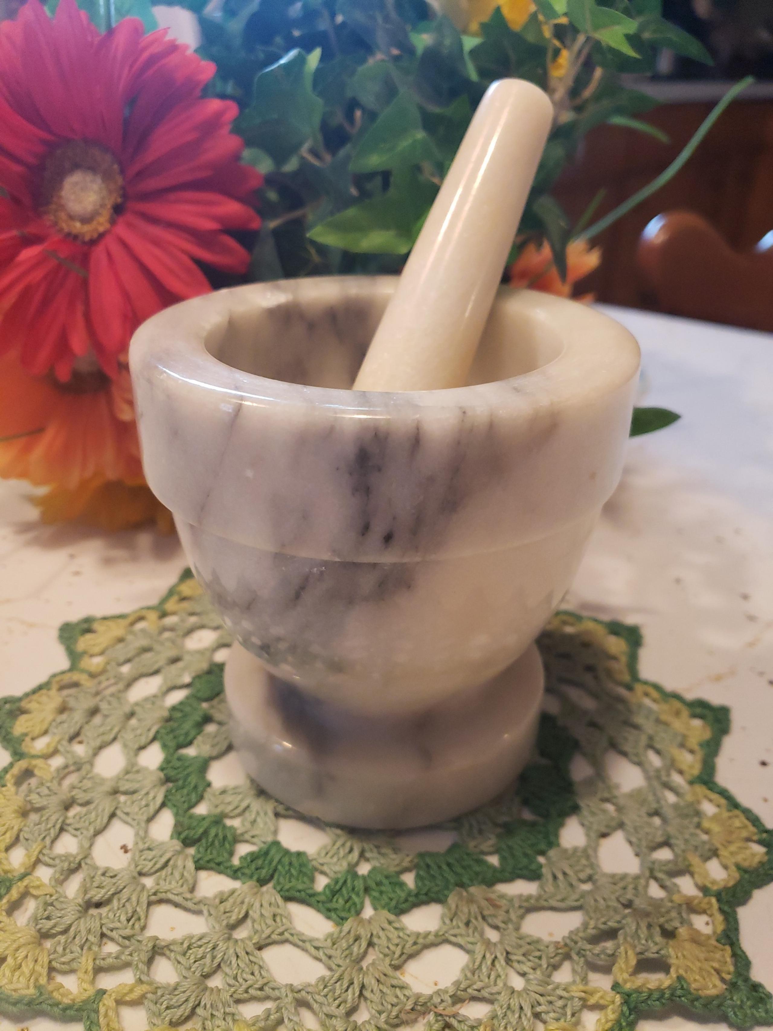 Mortor and Pestle Vintage Solid Marble