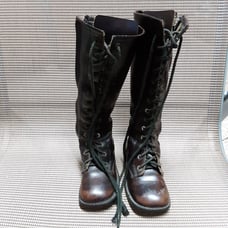 Vintage Children's Girl's Brown Leather Lace-Up Riding Boots w/ Side Zip 1960s?
