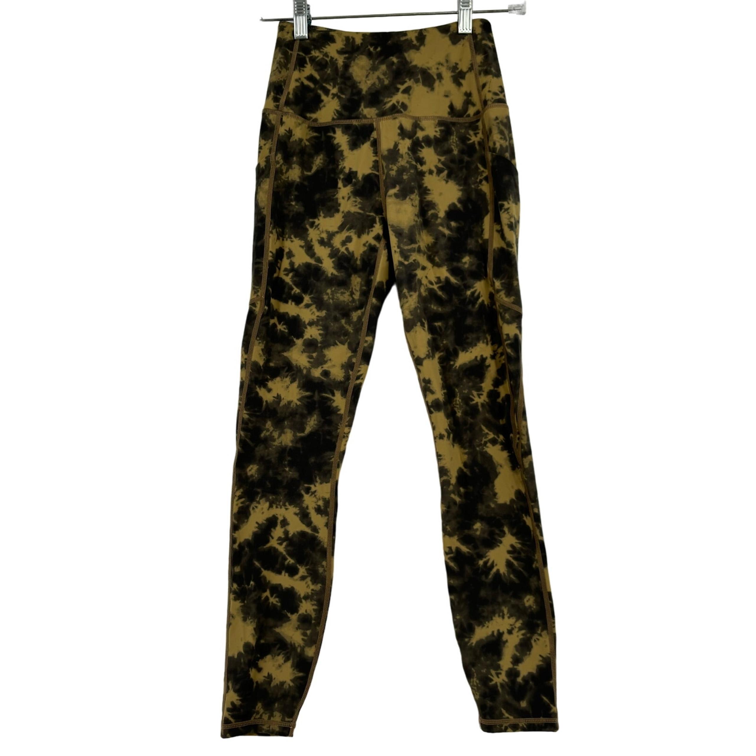 Varley Ankle Leggings Gold Brown Print Exercise Yoga Pants Athletic Women's S