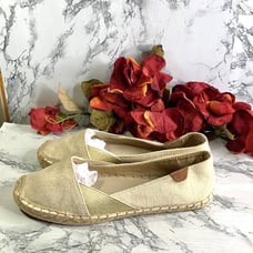 Sperry Topsiders Catma Cape Metallic Gold Linen Slip on Espadrilles 9.5M