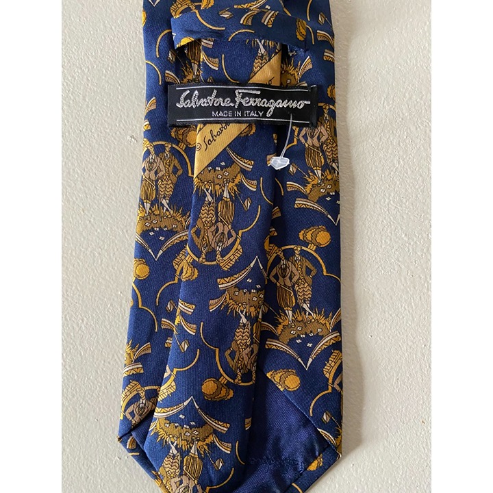 Men's Salvatore Ferragamo Beautiful Blue & Gold Golf Tie
