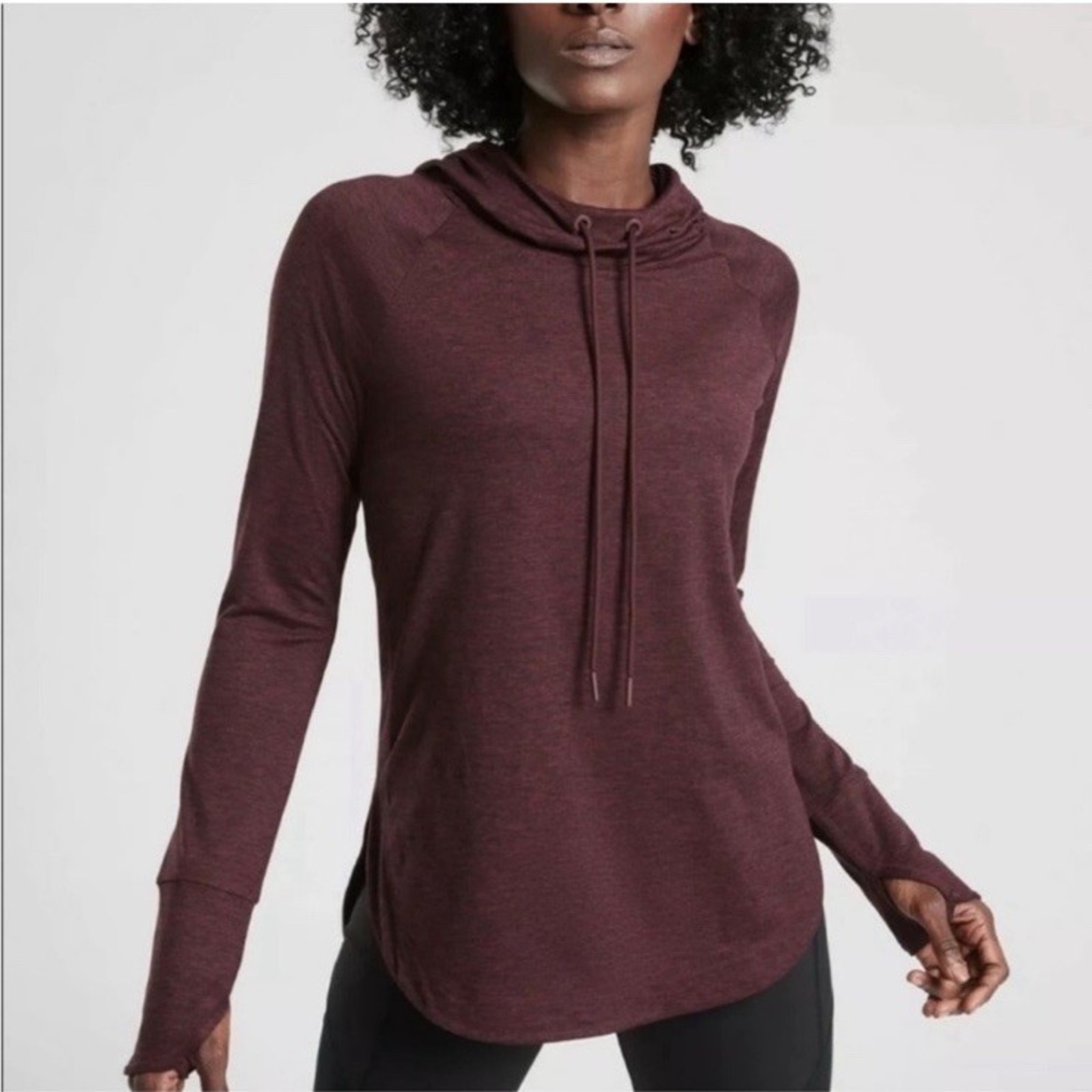 Athleta Maroon Uptempo Pullover Hoodie Sweatshirt Stretch 382882 Size Large