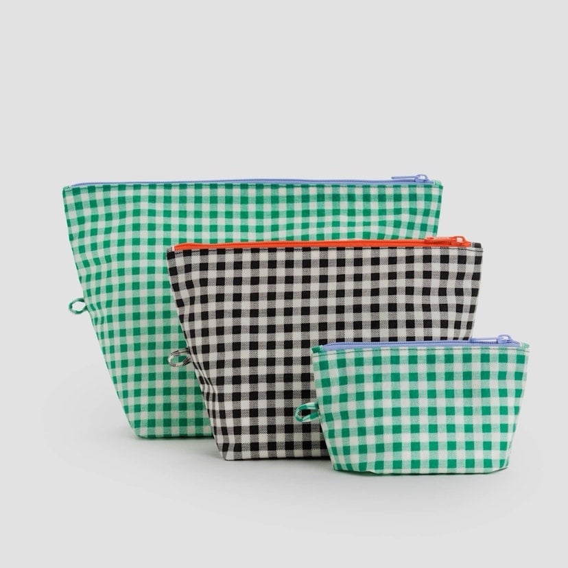 New Baggu Go Pouch Set in Gingham