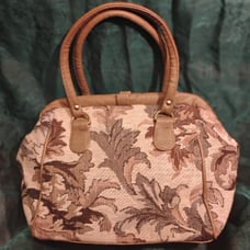 Vintage Tapestry & Leather Cosmetic Handbag Doctor Style Lockable