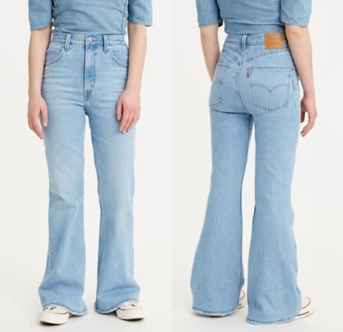 Levi's 70's High Rise Flare Distressed Denim Jeans sz 31 x 30 Marin Babe Light