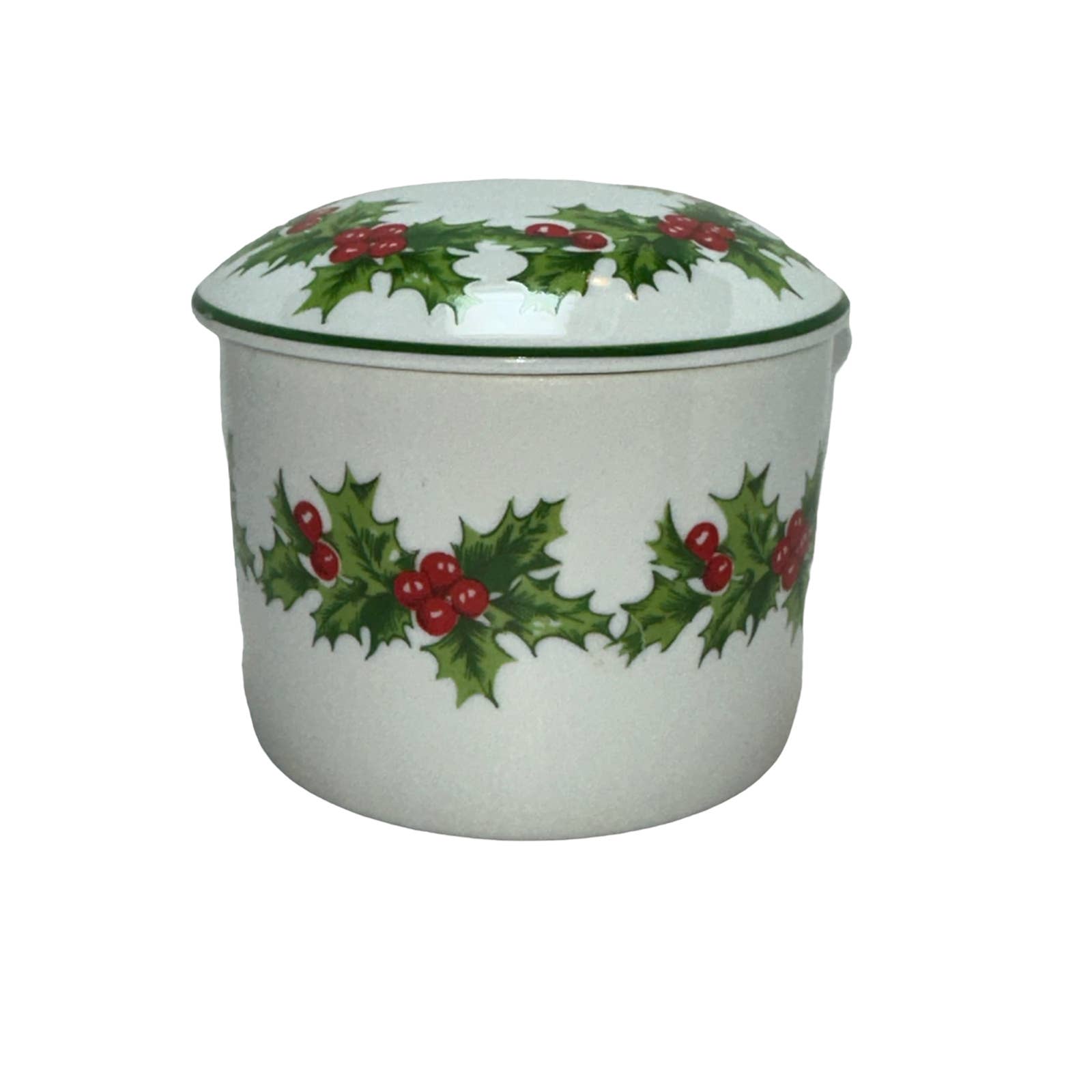 Beautiful! Vintage! Schmidt Porcelain Holly Trinket Bowl with Lid!