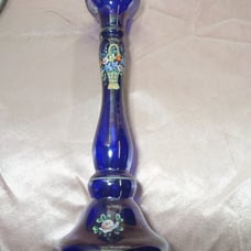Czech Cobalt blue candlestick