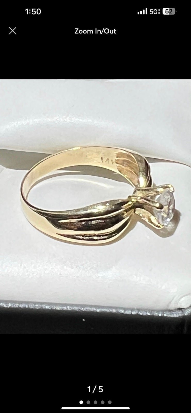 BEAUTIFUL PURE 14K YELLOW GOLD CZ RING