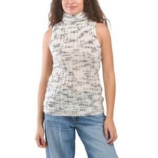 Zara Mock Sweater Womens Size M Cream Black Sleeveless Alpaca Wool Blend Casual