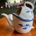 Vintage Rosenthal China Blue Ivy Leaves Tilt Teapot, Kronach, Germany 1945-46