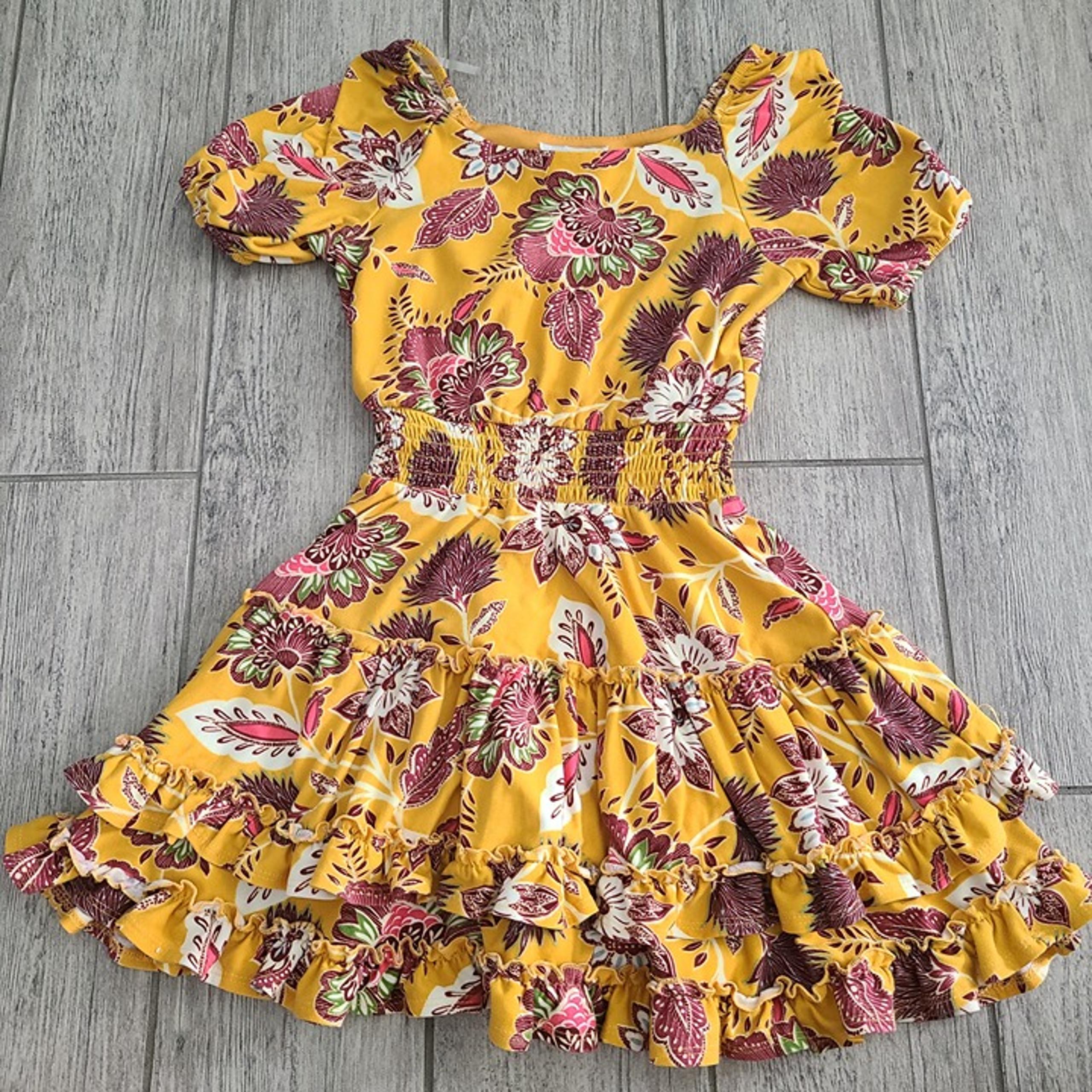 Rare Editions Girls Yellow Floral Ruffle Dress Size 7
