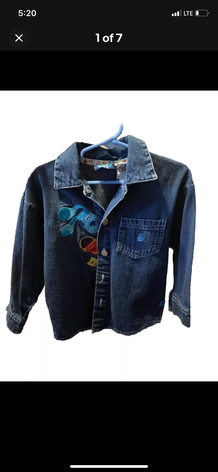 Vintage 1999 Viacom Blues Clues Denim jacket Super Cute !! Size 4T