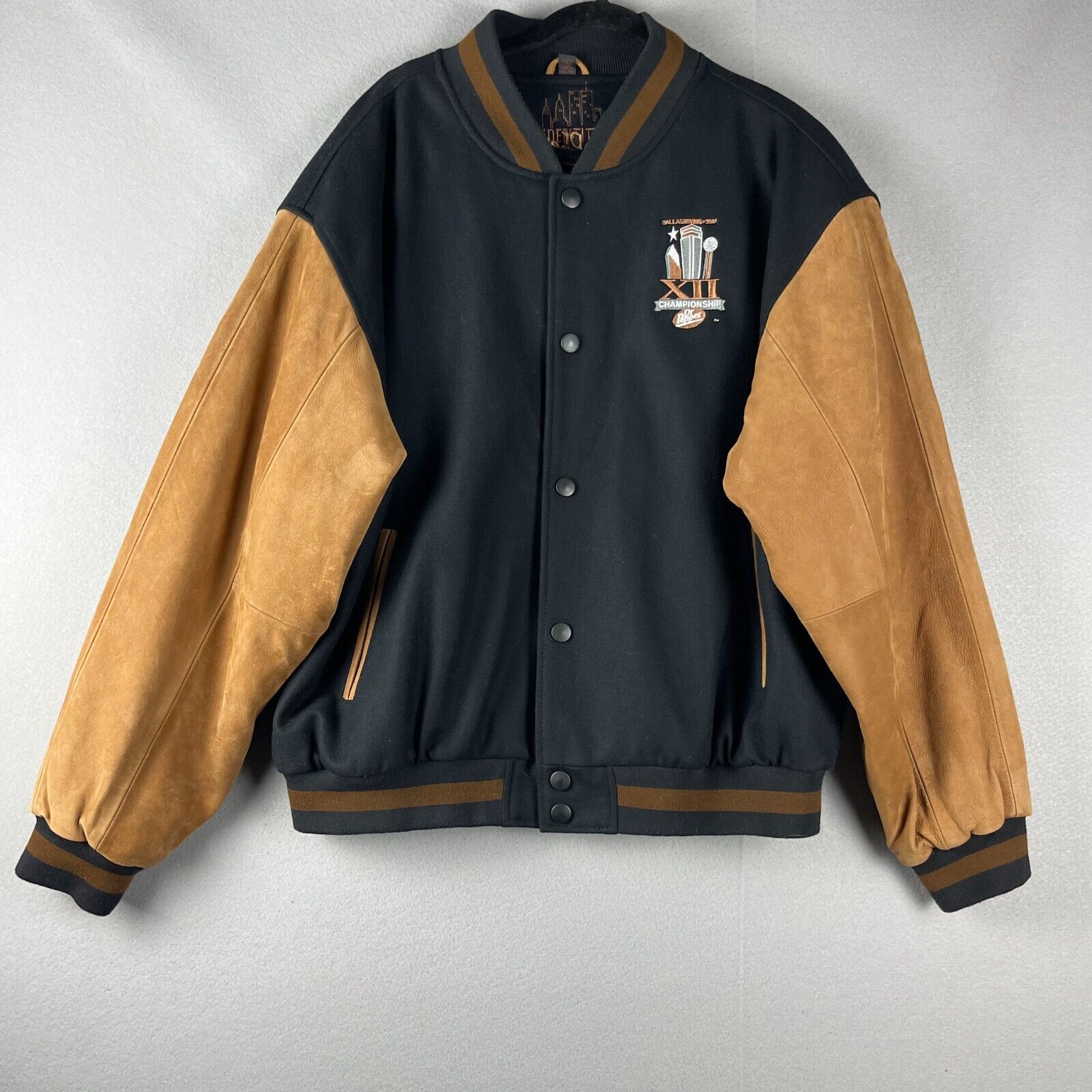 Vintage Dr Pepper Big 12 Football Championship Varsity Jacket Wool Leather XL