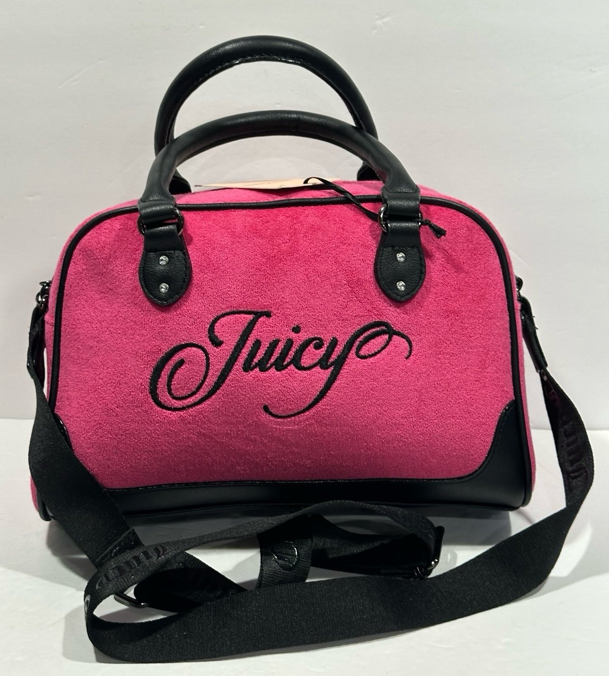 Juicy Couture Hot Pink Bowler Handbag / Black Crossbody Strap
