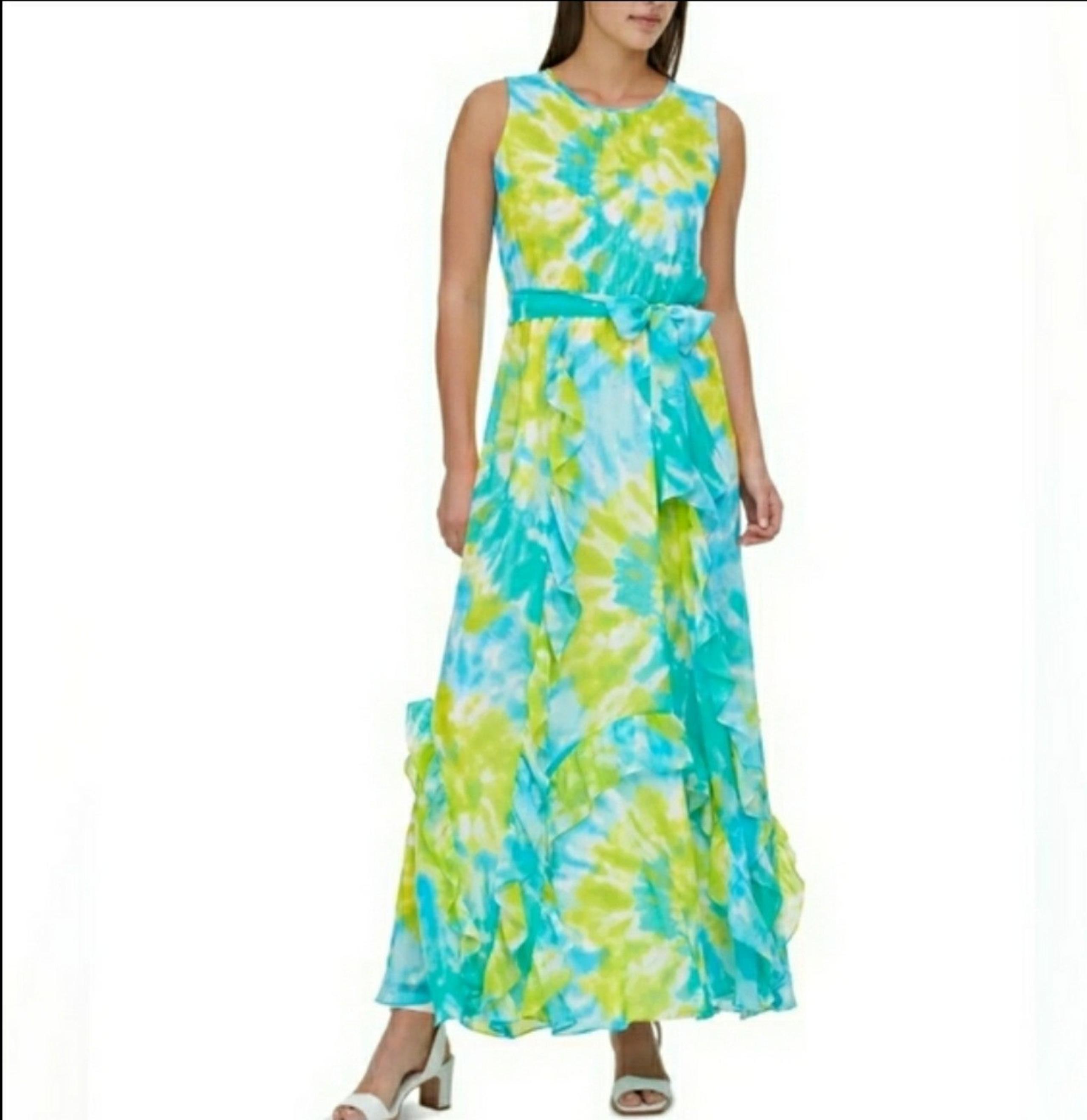 Calvin Klein Womens Turquoise  Maxi Dress.