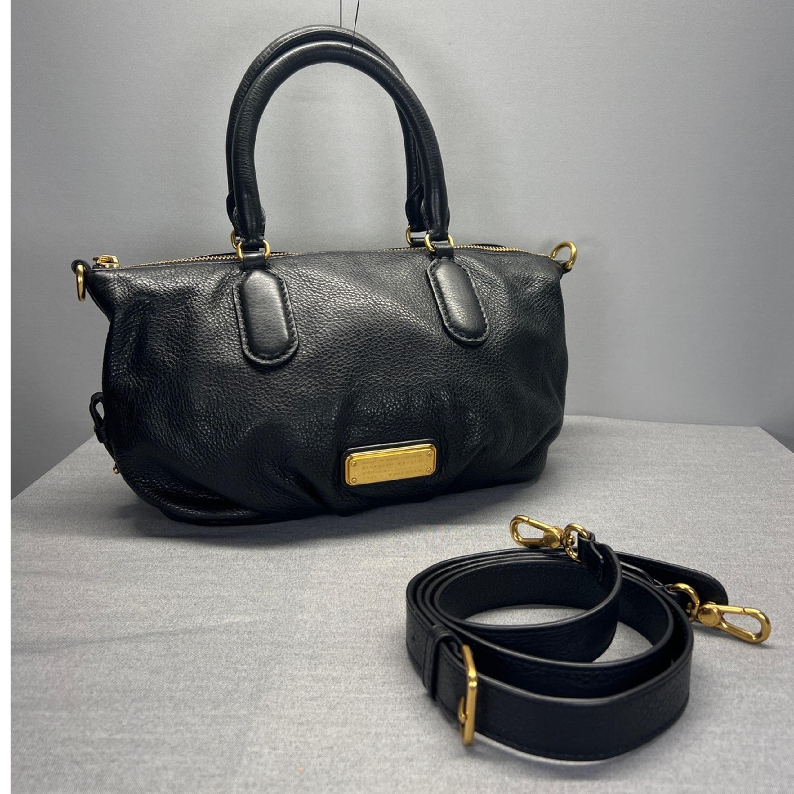 Marc By Marc Jacobs Pebbled Leather Crossbody Top Handle Bag with Brass Hardware