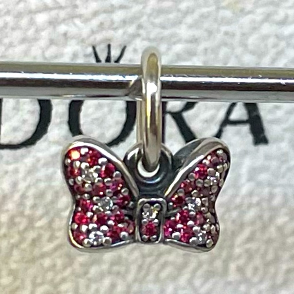 Pandora Sterling Silver 925 & Clear CZ Disney Minnie’s Bow Dangle Charm