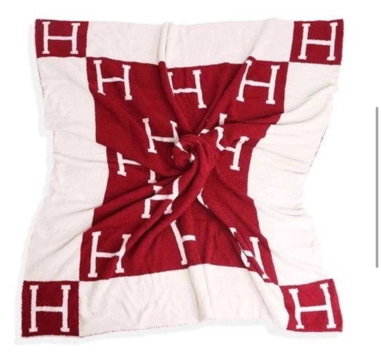 Comfy Luxe Cozy Blanket – Red & White