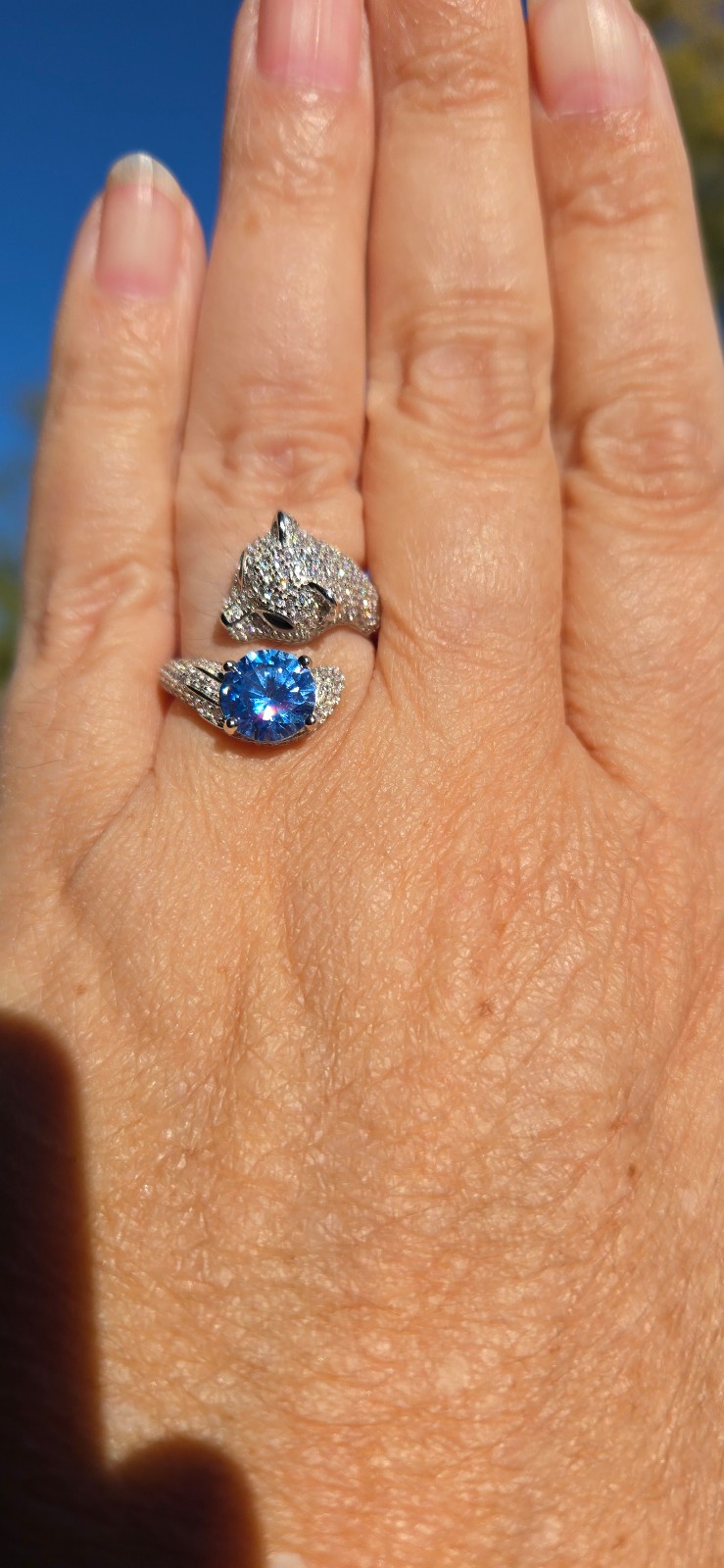 GRA Certified 2ct Blue Moissanite Diamond Ring