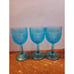 Set 3 Daisy and Button Pattern Glass Light Blue 5.25 GOBLETS WINE WATER
