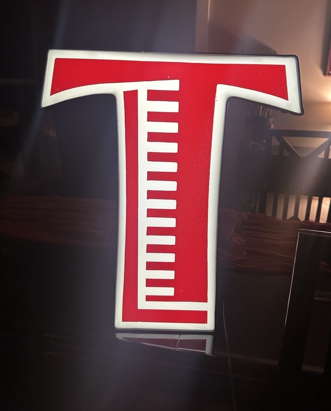 Vintage Texaco Oil And Gas Style Metal Light Up Lighted T Sign Rare Americana