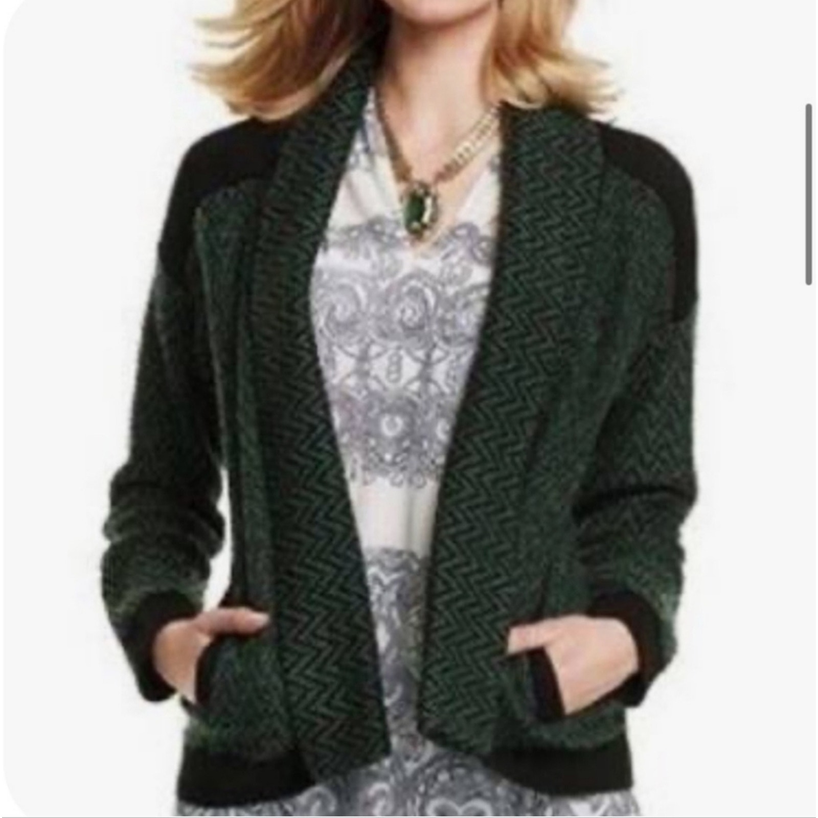 CAbi Fireside Sweater Size L Black Hunter