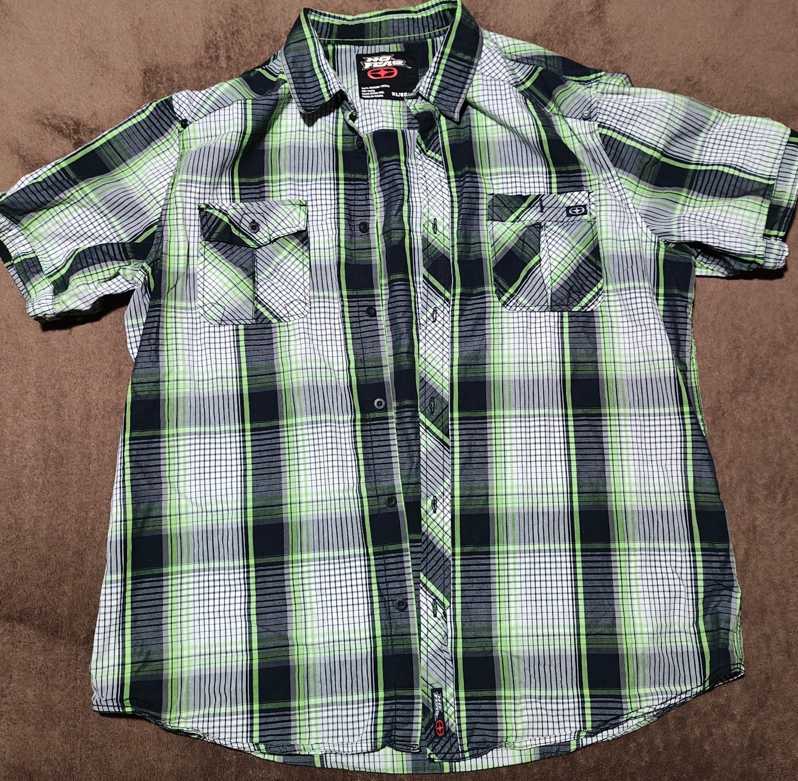 Vintage Y2K No Fear Short Sleeve Button Up Shirt