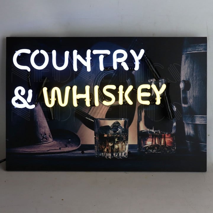Junior Country & Whiskey Man Cave Light Neon Sign 18 x12 5JRCAW
