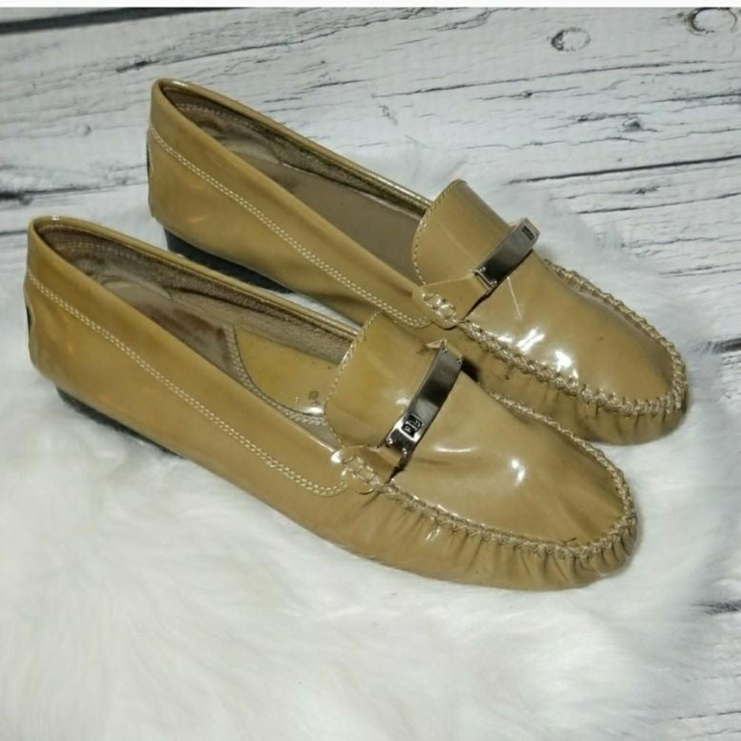 Ralph Lauren patent leather tan loafers