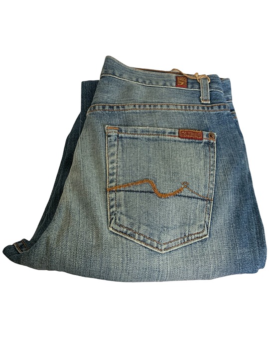 7 For All Mankind Womens Jeans Tag 29 Blue Wide-Leg Mid-Rise W29xL34 Denim