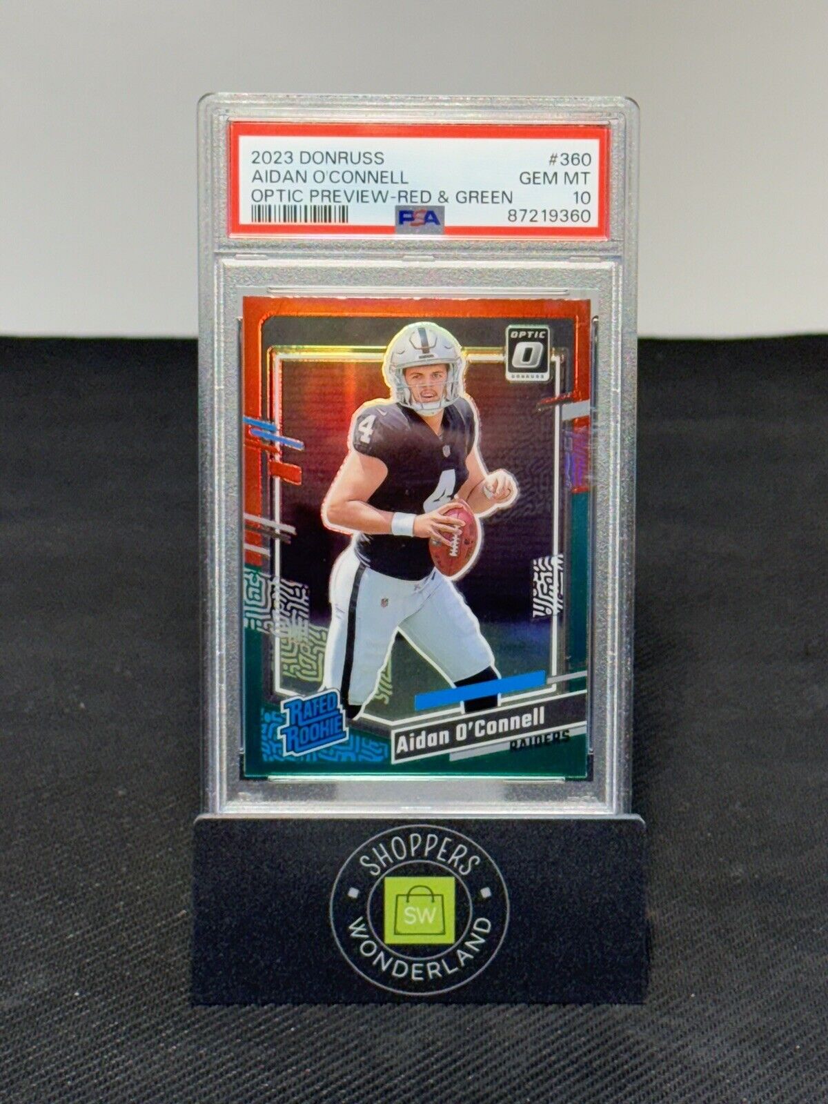 2023 Optic Preview Aidan O'Connell Red Green RATED ROOKIE PSA 10 LOW POP Raiders