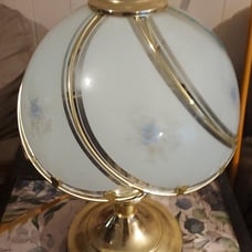 Floral Brass and Glass Swoop 6 Panel 80's Style bedroom lamp