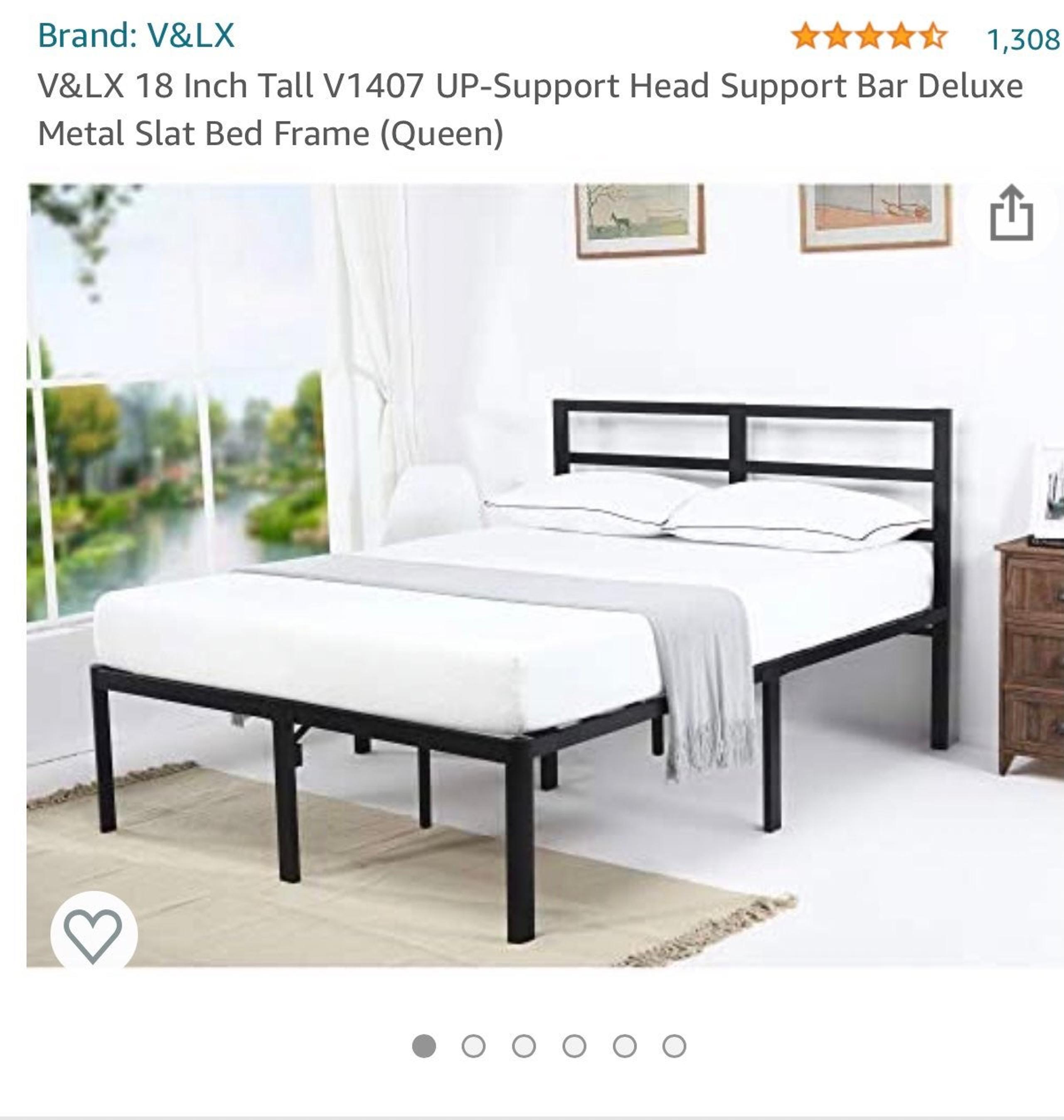 queen bed frame V&LX 18 Inch Tall V1407 UP-Support Head Support Bar Deluxe Metal