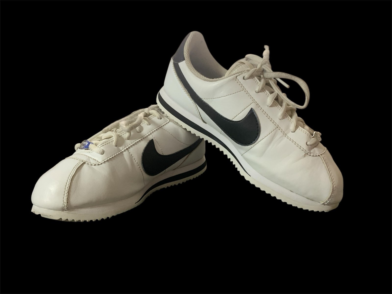 Nike Classic Cortez Leather White Black big kids Sneakers Shoes