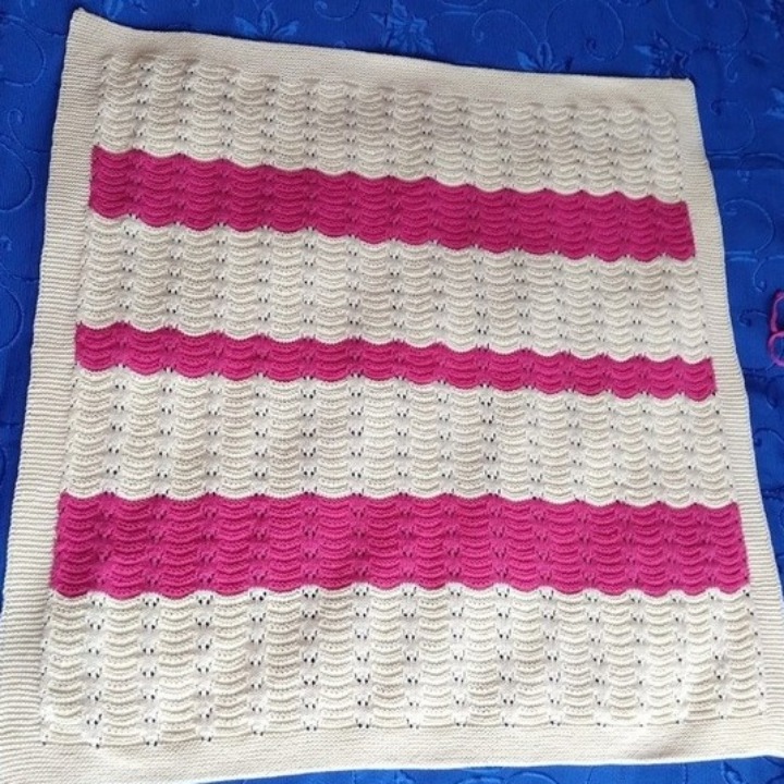 Hand Knitted Soft Baby Blanket.