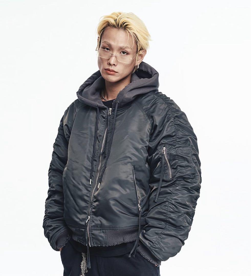 Hooded MA-1 Korean Dark Gray Flight Jacket
