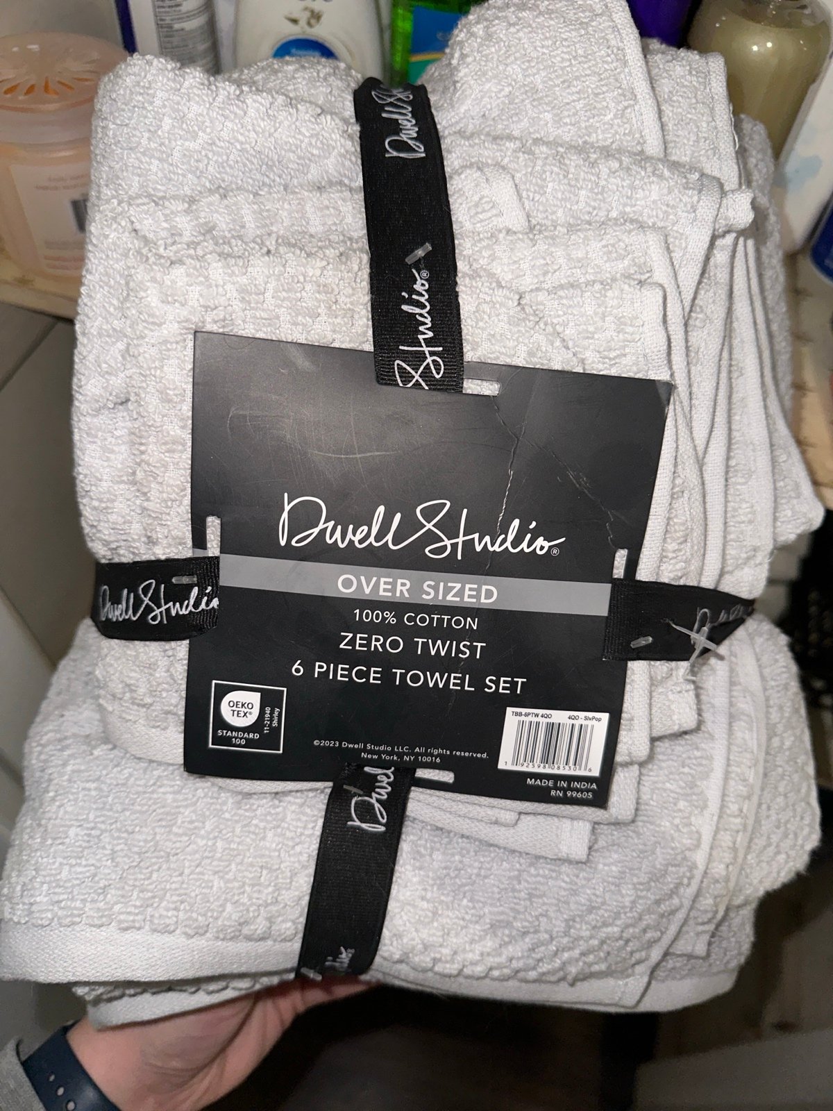 oversized six piece towel set light gray