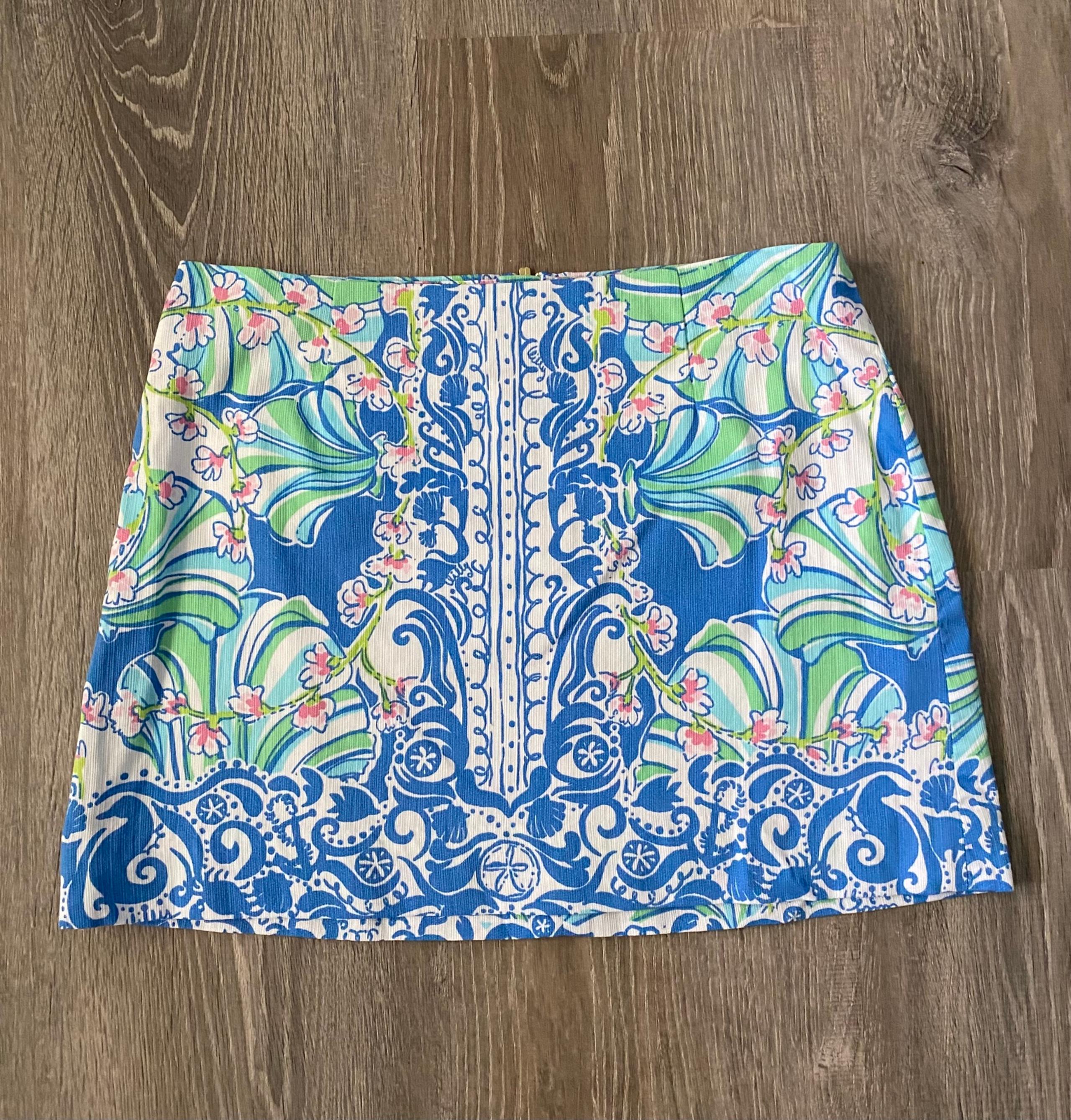 Lilly Pulitzer Tate Mini Skirt Women’s Size 2 Bay Blue Coasting  Nautical Print