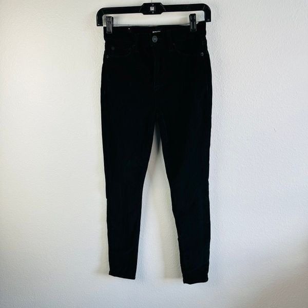 Hudson Black Velvet High Waist Barbara Super Skinny Jeans