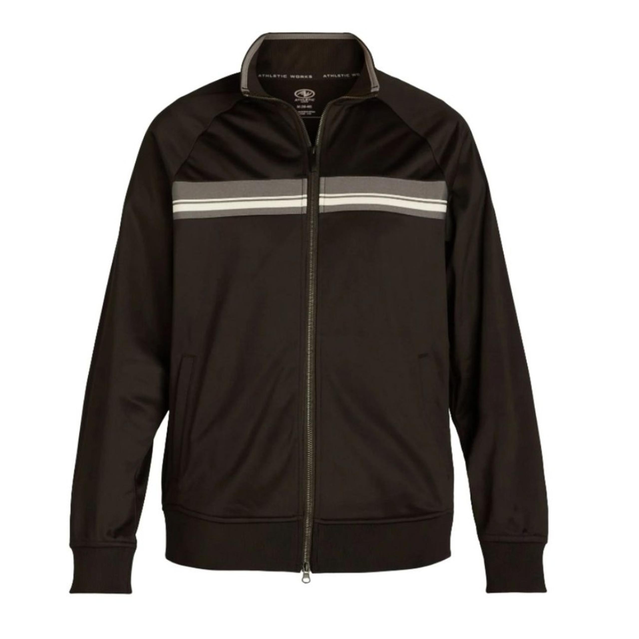 Athletic Works Men's Tricot Track Jacket, Black Size Small (34-36)