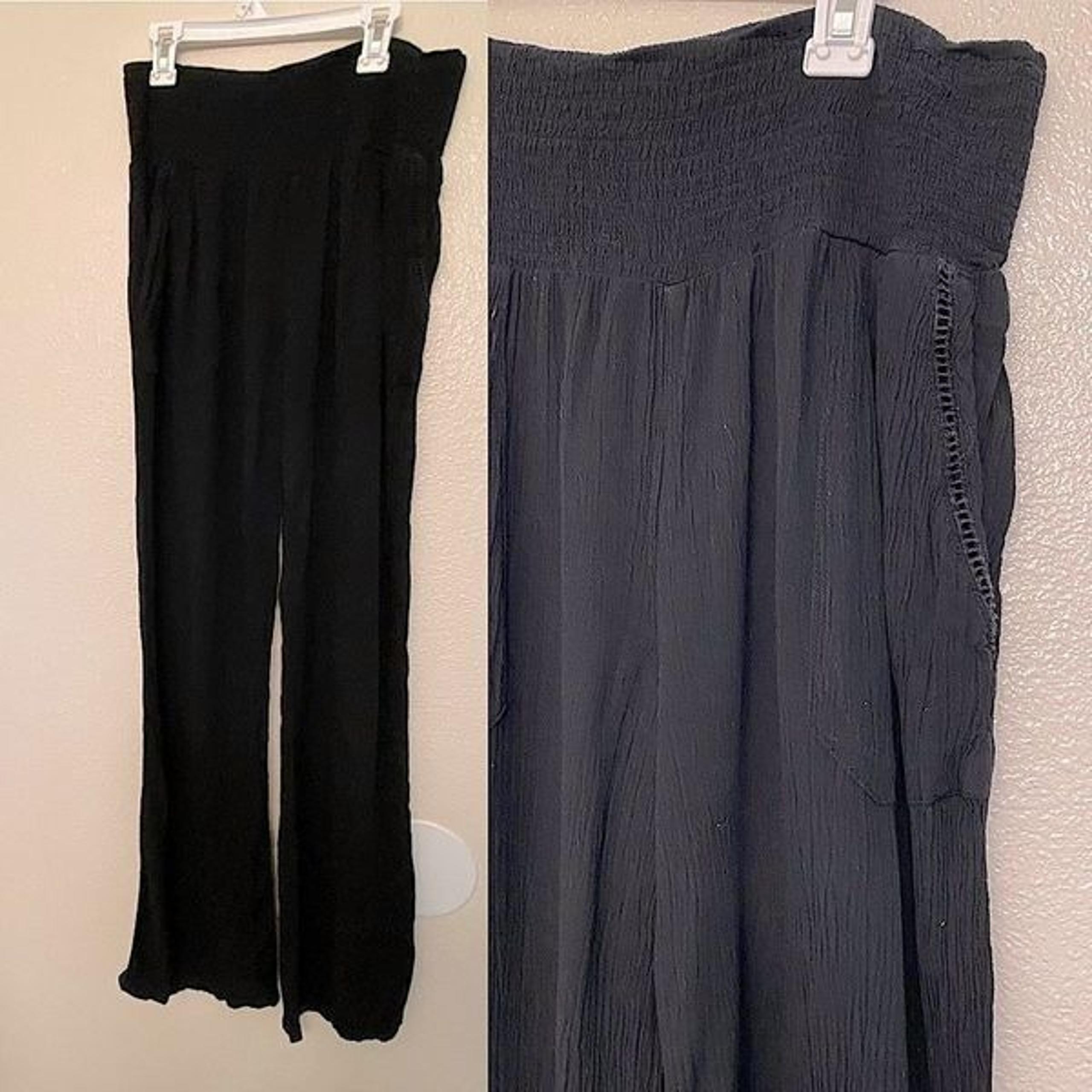 black rayon pull on gauze hi rise wide leg lounge pants size S - Three Dots