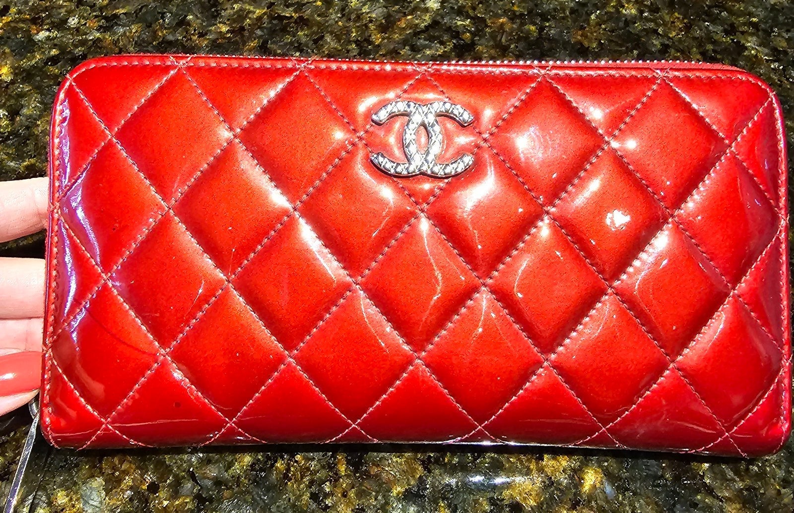 Beautiful Red Patent Leather Chanel Wallet