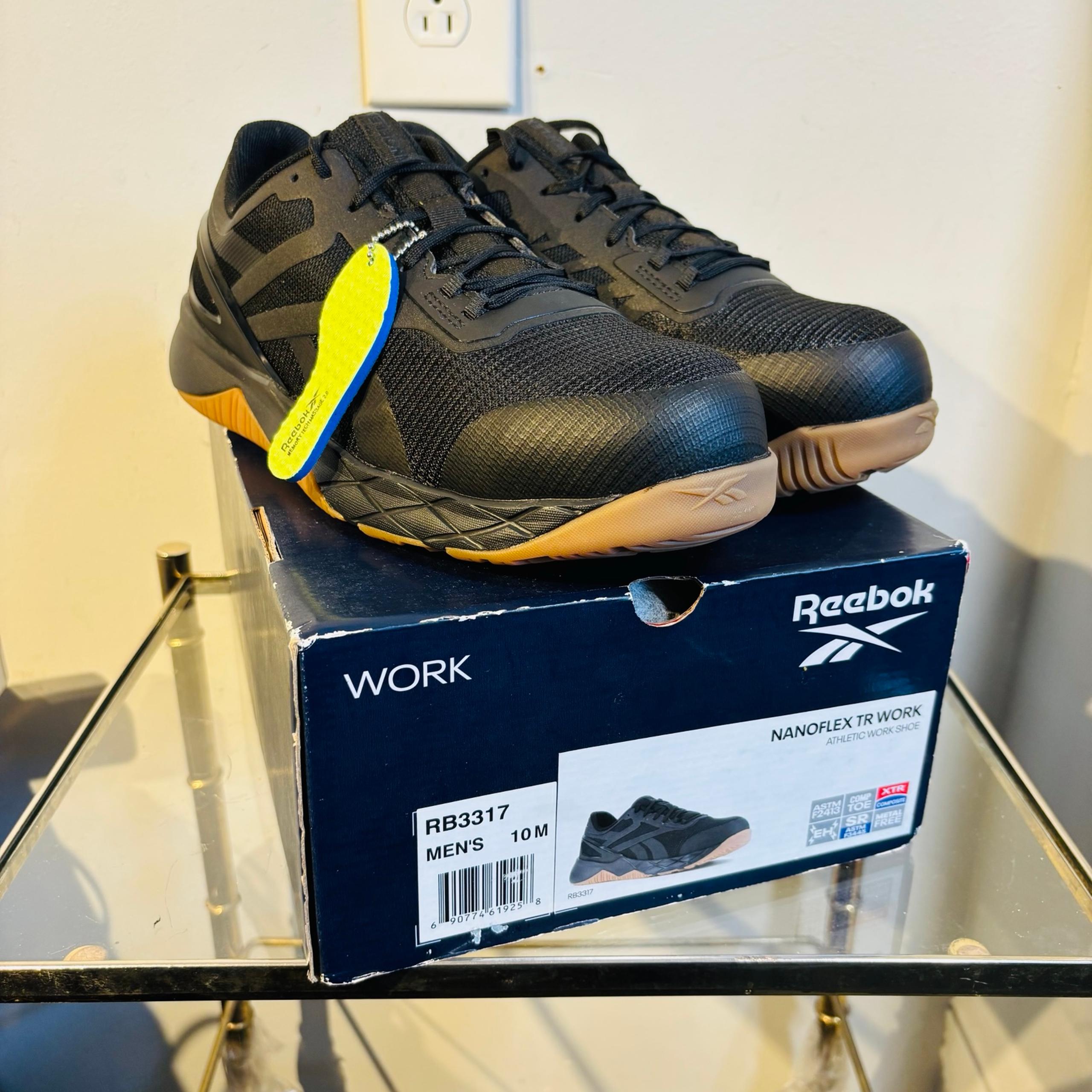 Reebok Work Mens RB3317 Nanoflex TR Work Construction Black Safety Toe Shoes 10M