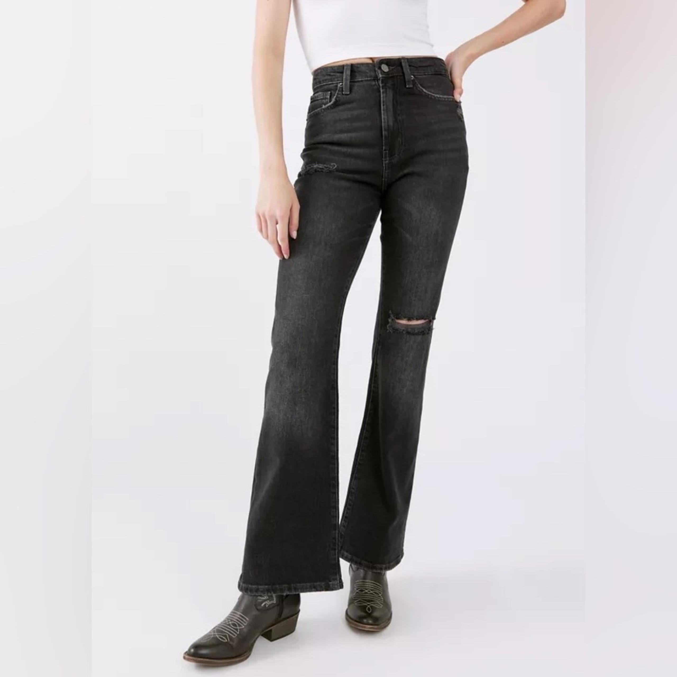 Urban Outfitters | BDG Black High-Waisted Distressed Flare Jeans
