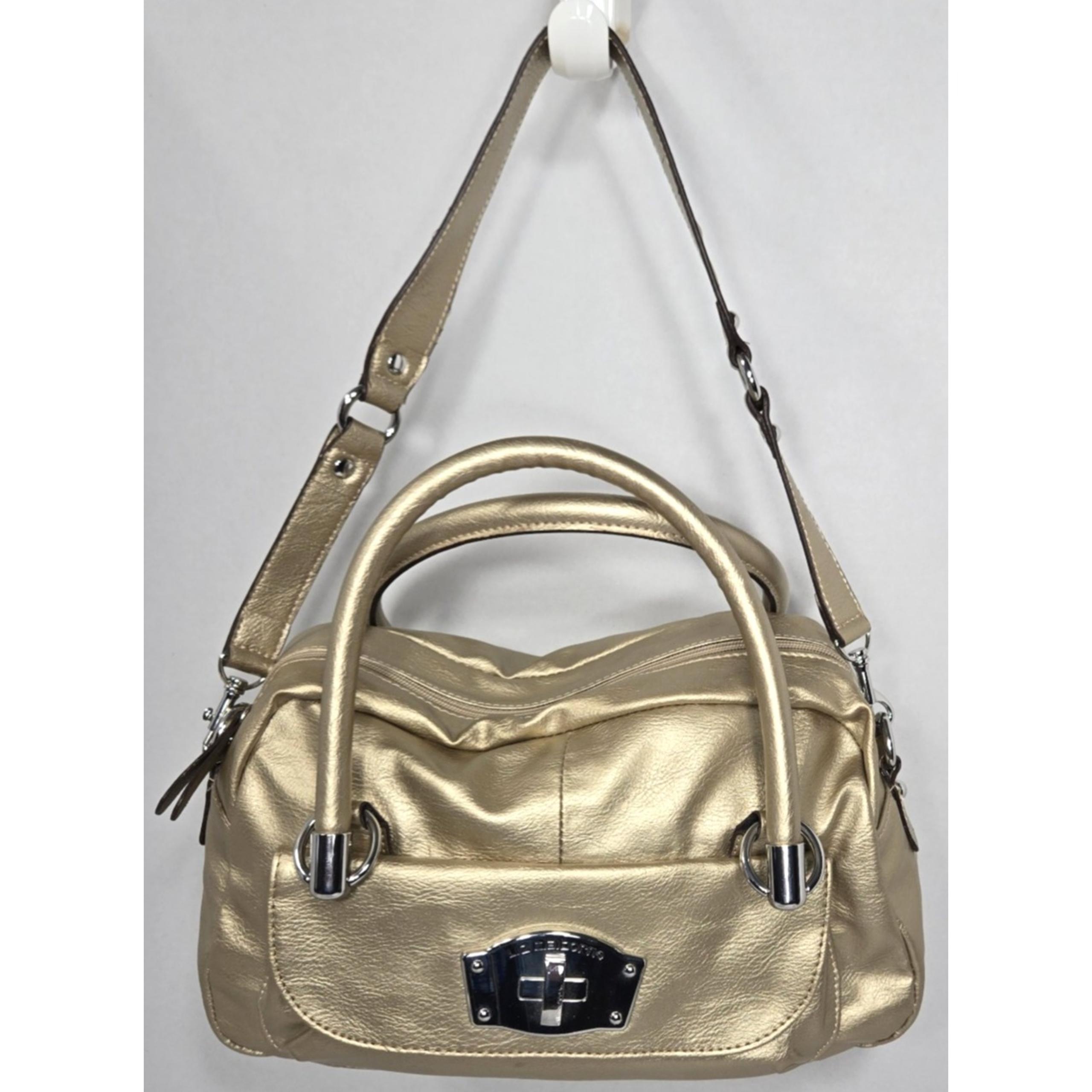 Vintage Y2K Liz Claiborne Purse Satchel handbag Shoulder bag Gold outer pockets