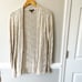 Eileen Fisher System Long Cream Linen Blend Knit Cardigan Sweater Petite Medium