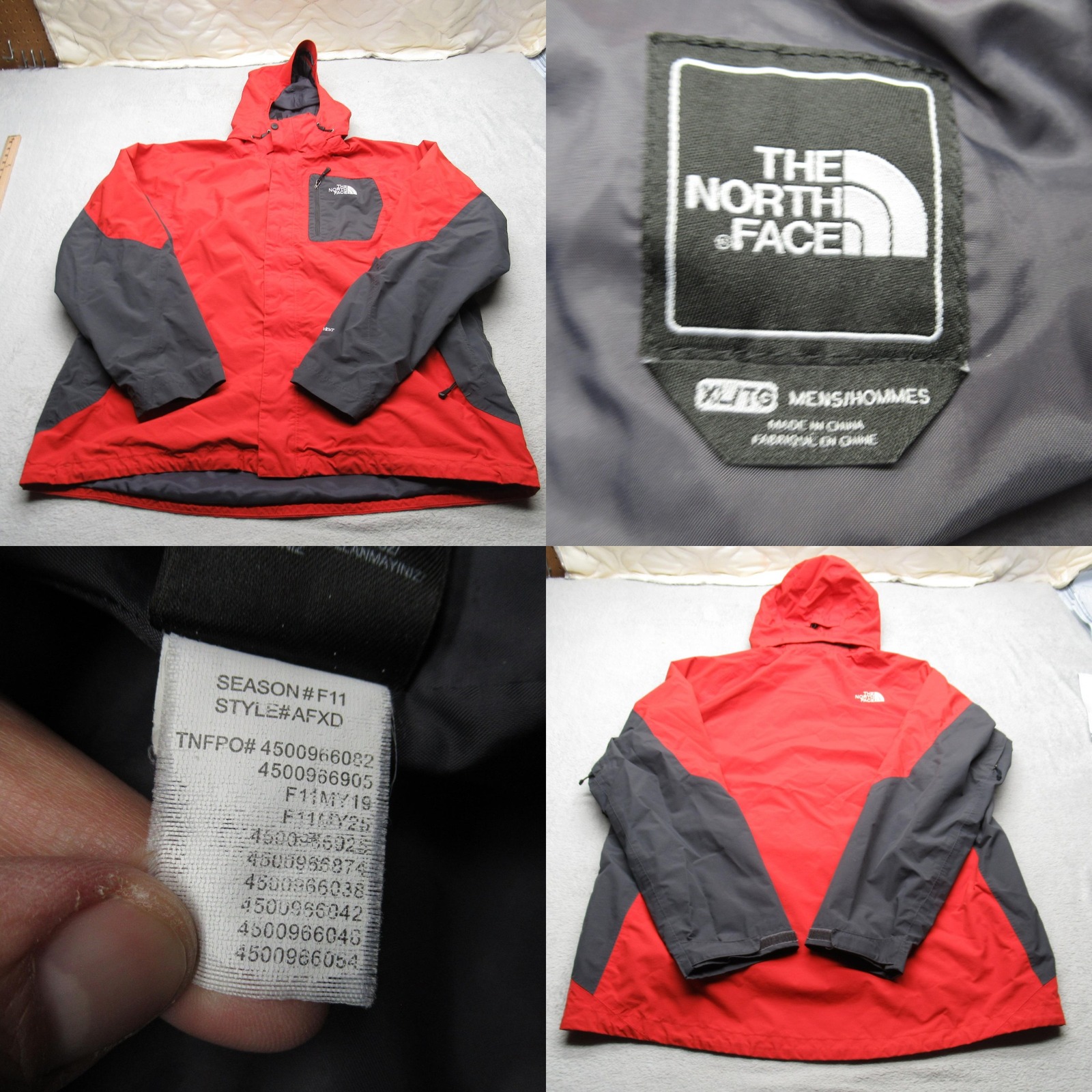 The North Face Jacket Mens XL Burnt Red Hyvent Waterproof Hooded Rain 3in1 Shell