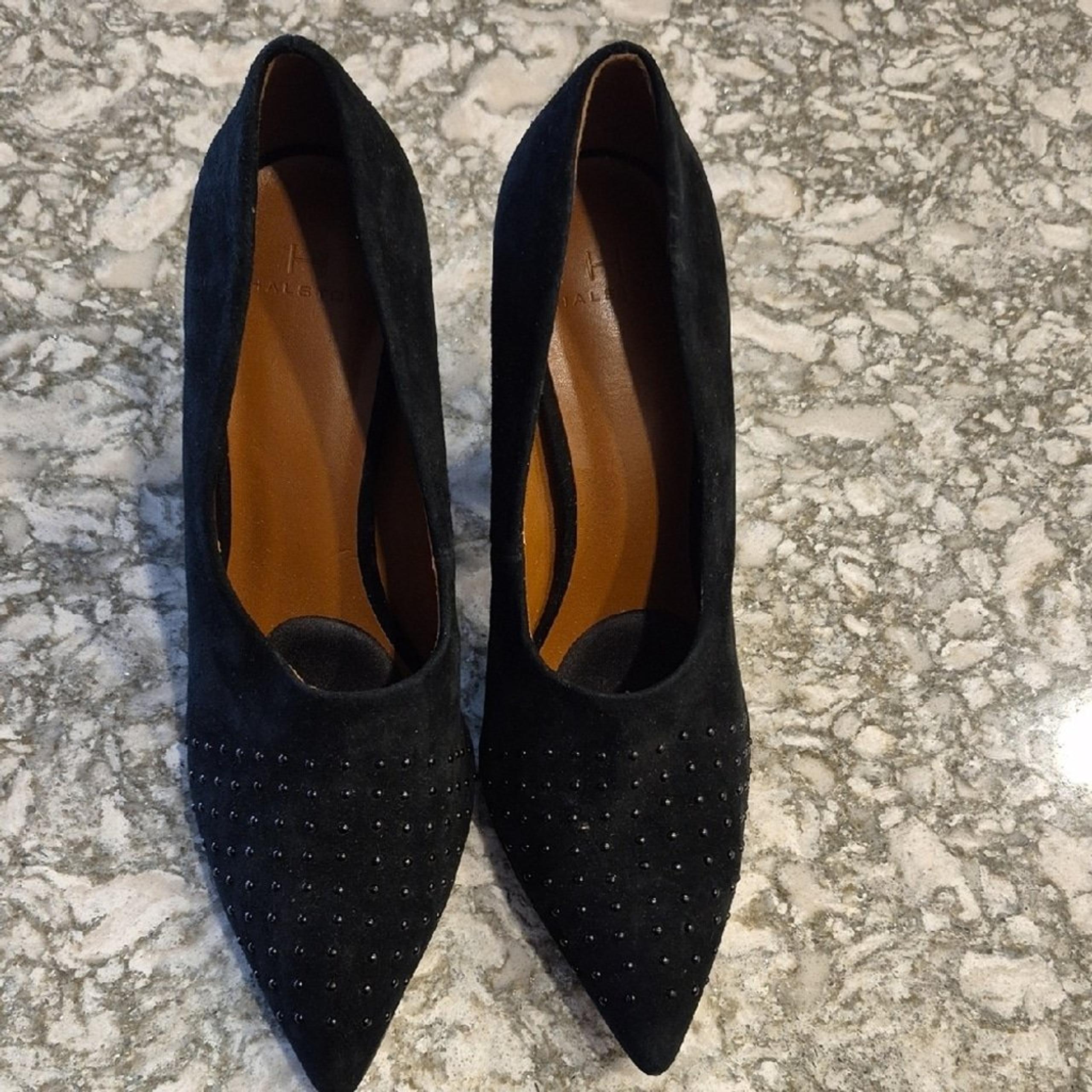 Halston Laurel Black Suede Pump With Bead Detail